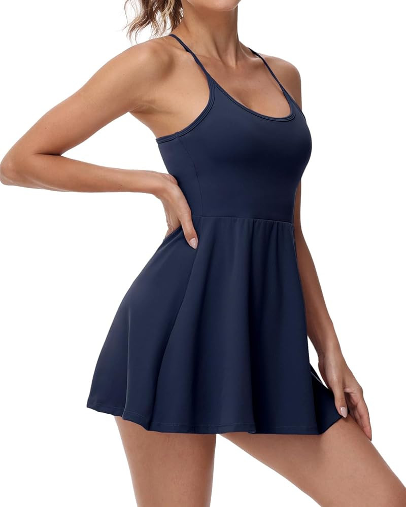 Wenlia Women's Tennis Dresses with Separate Shorts and Bra Scoop Neck Racerback Workout Golf Athl... | Amazon (US)