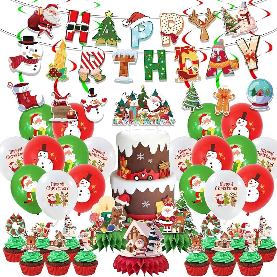 Christmas Birthday Party Decorations, 53Pcs Christmas Balloons Decorations for Boys and Girls, Me... | Amazon (CA)