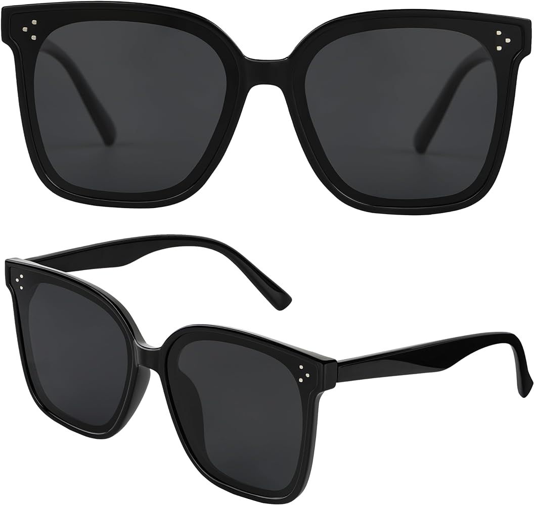 Trendy TAC Polarized Square Sunglasses for Women Men, Oversized Lightweight TR90 Frame UV400 Prot... | Amazon (US)