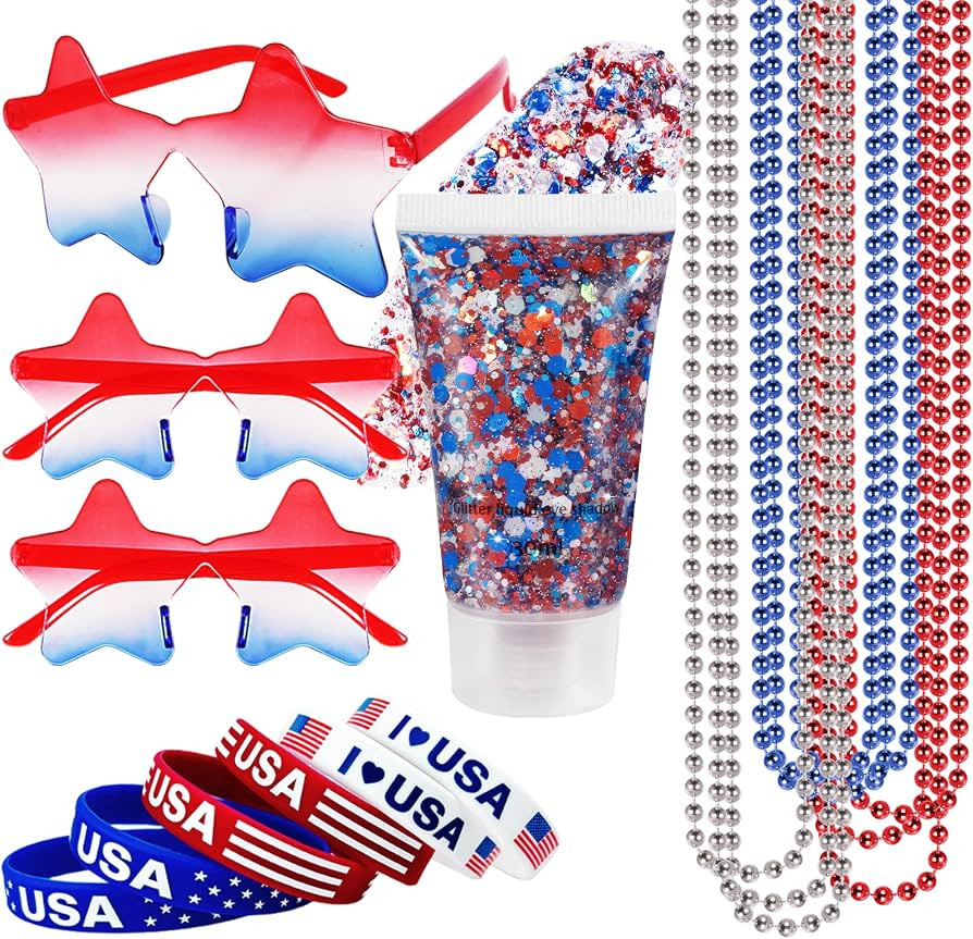 Mysense 4th of July Outfits for Women,4th of July Accessories Set with Red White Blue Face Hair B... | Amazon (US)