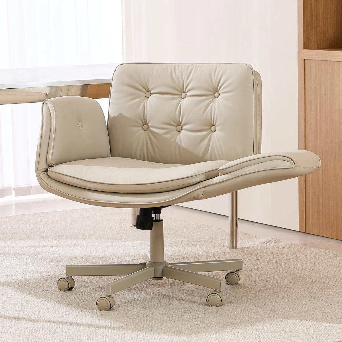 Criss Cross Chair with armrest，Cross  Legged Chair with wheels | Wayfair North America