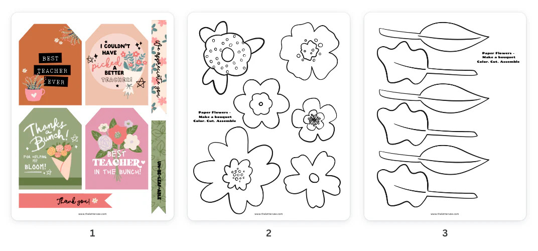 Teacher Appreciation DIY coloring bouquet & tags | 2024 Collection | The Letter Vee