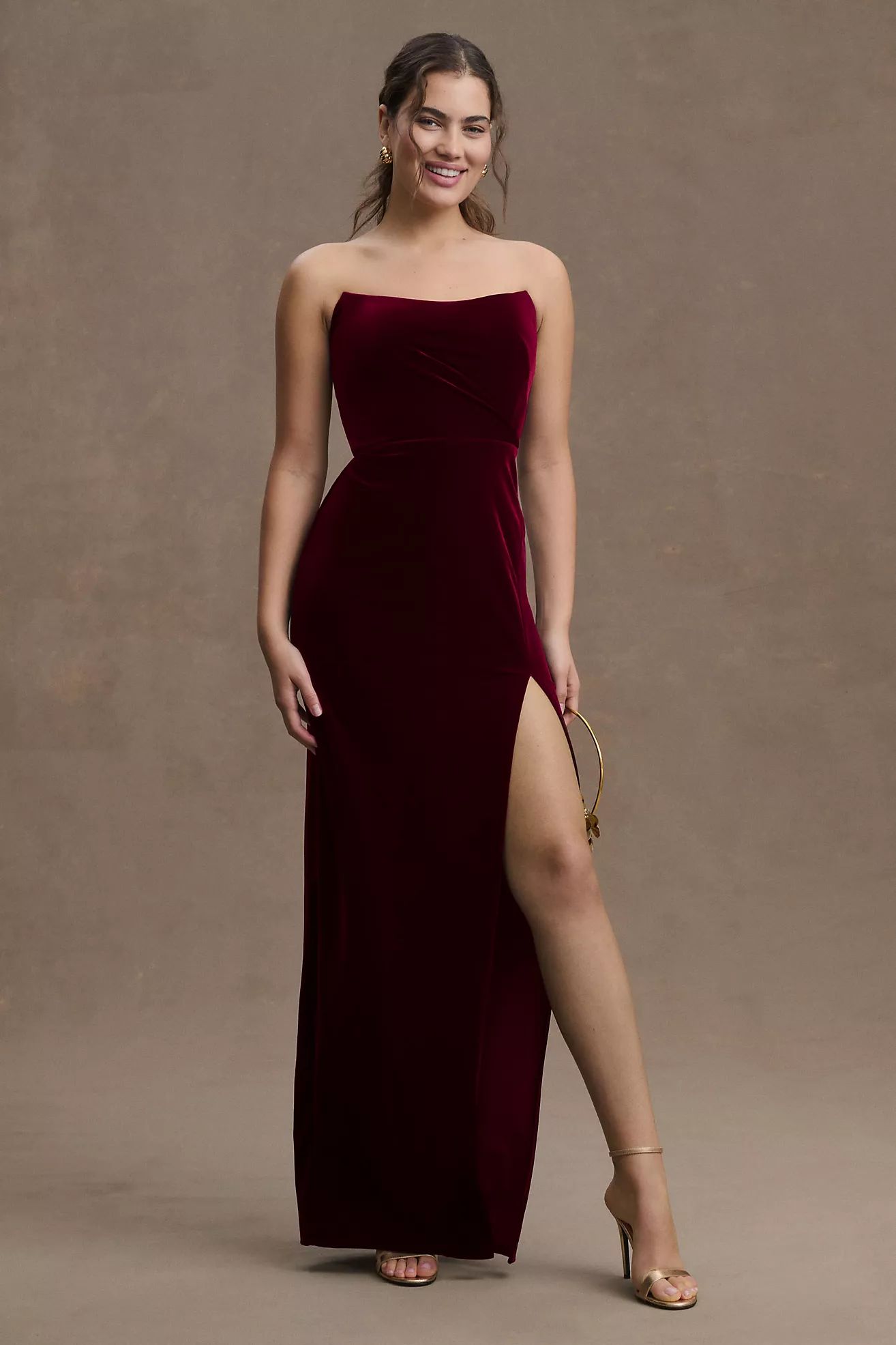 Jenny Yoo Cassandra Strapless Stretch Velvet Gown | Anthropologie (US)