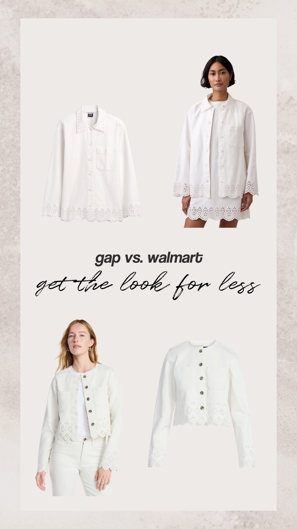 Cutest eyelet jacket | get the look for less! GAP vs. Walmart

#LTKootd