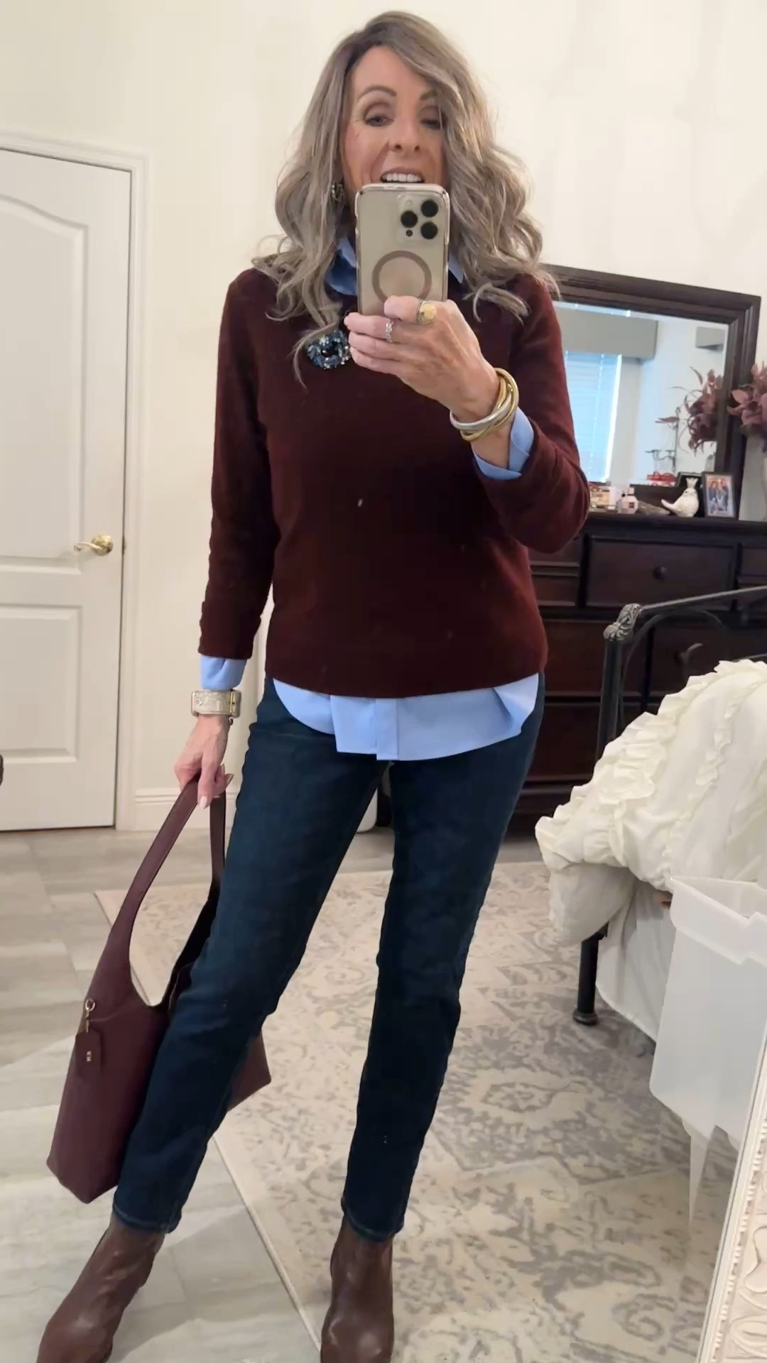 Money outfit formula #1 dark denim, neutral sweater, pointed toe shoe, great bag. This is an easy outfit formula you can use for just about any occasion. It’s chic yet casual and comfortable .

#LTKFindsUnder100 #LTKootd #LTKOver40