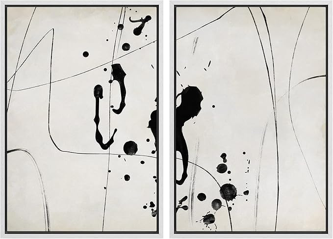 MUDECOR Framed Canvas Print Wall Art Set Grunge Ink Blot Paint Splatter Collage Abstract Shapes I... | Amazon (US)