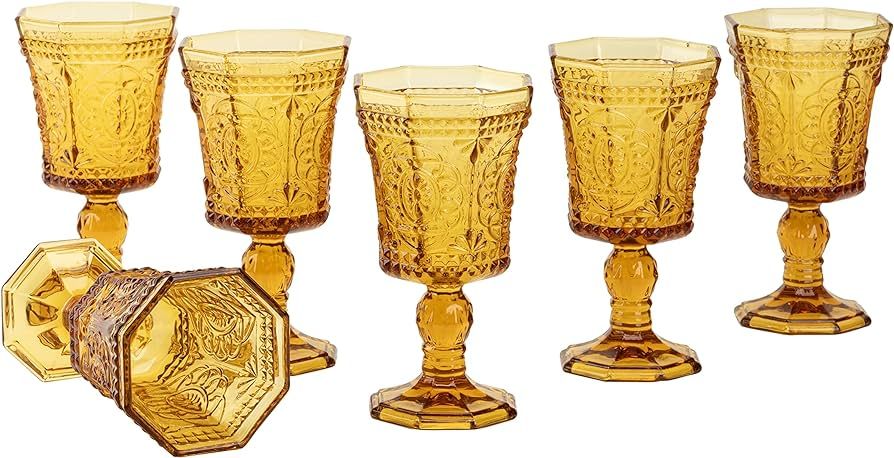 10 Strawberry Street Vatican 8 Oz Red Wine Glass, Set of 6, Amber Glass | Amazon (US)