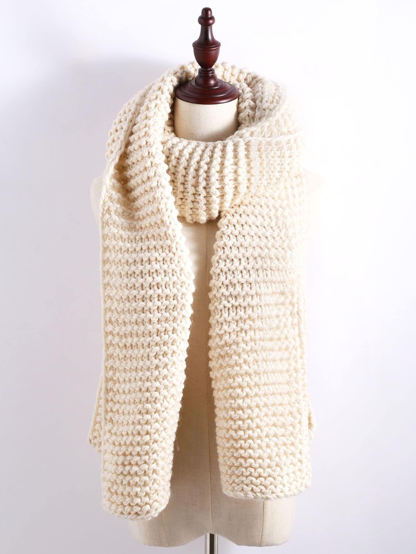 Apricot Chunky Knit Textured Long Scarf | Romwe