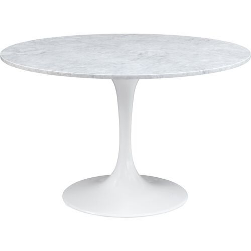 Fairfax 48" Round Marble Dining Table, White | One Kings Lane