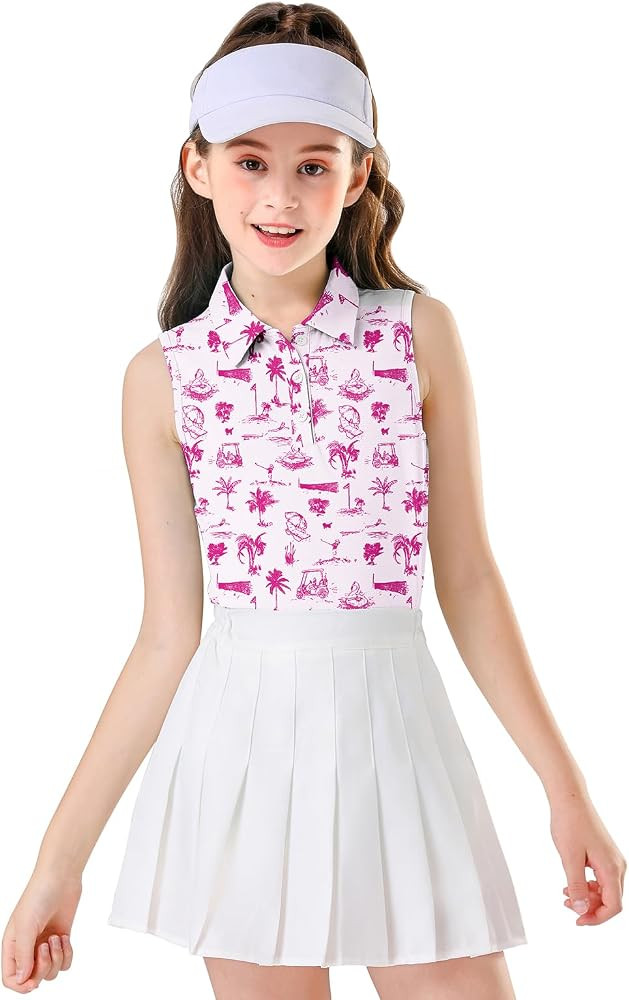 Soneven Girls Sleeveless Polo Shirts Button UP Golf Tennis T-Shirts with Collared Quick Dry Tank ... | Amazon (US)