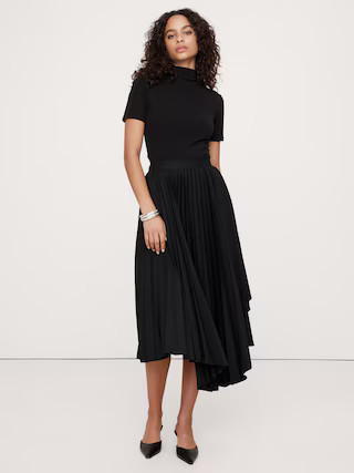 Pleated Asymmetrical Midi Skirt | Banana Republic (US)
