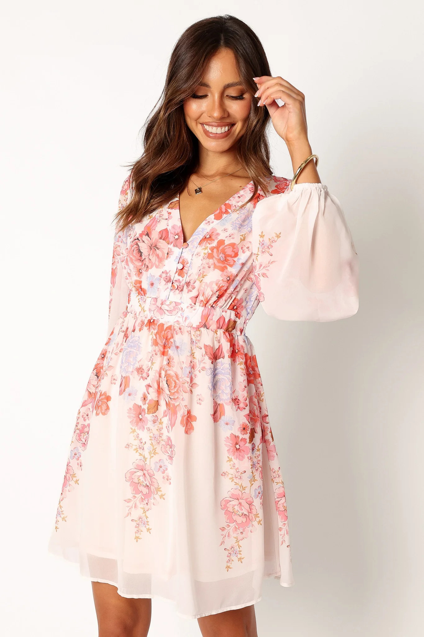 Hattie Long Sleeve Mini Dress - Pink Floral | Petal & Pup (US)
