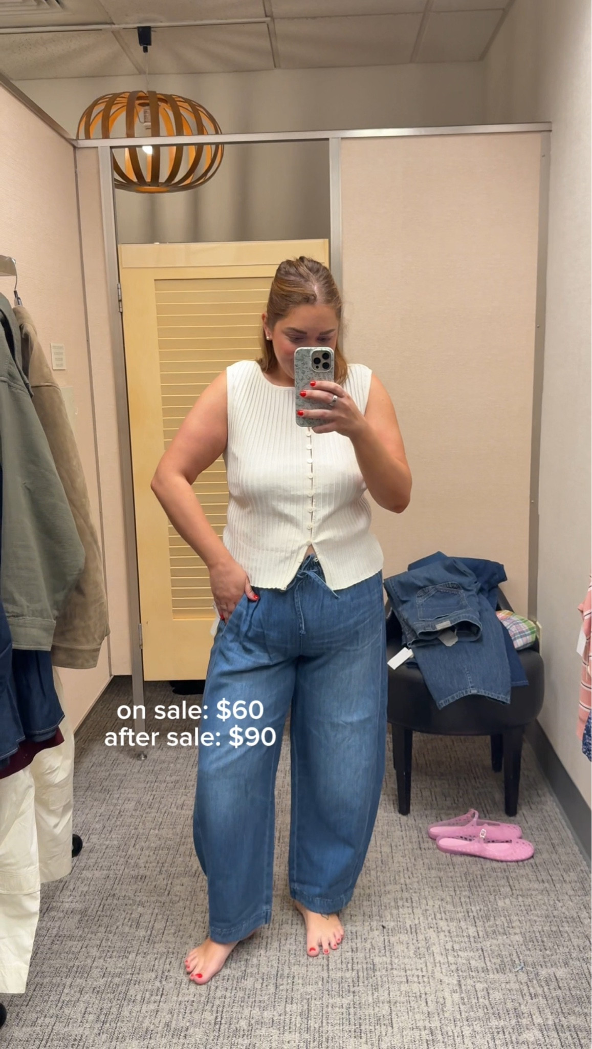 Drawstring barrel jeans wearing large. Super comfy! Nordstrom anniversary sale

#LTKMidsize #LTKPlusSize #LTKSaleAlert