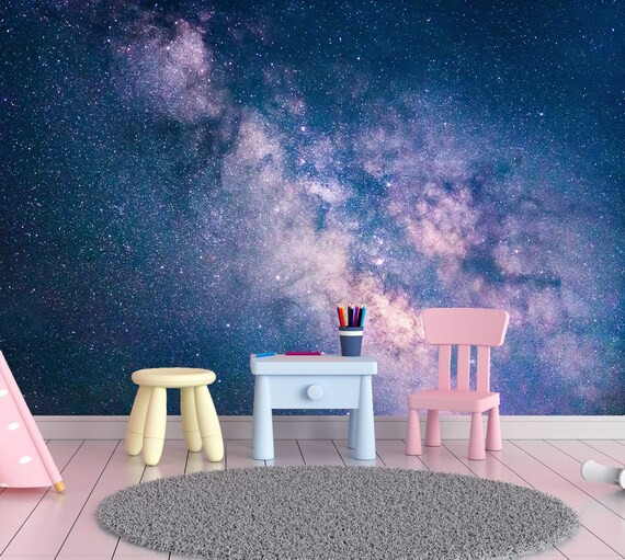 Kids Bedroom Aesthetic Space Wallpaper Wall Mural Peel and - Etsy | Etsy (US)