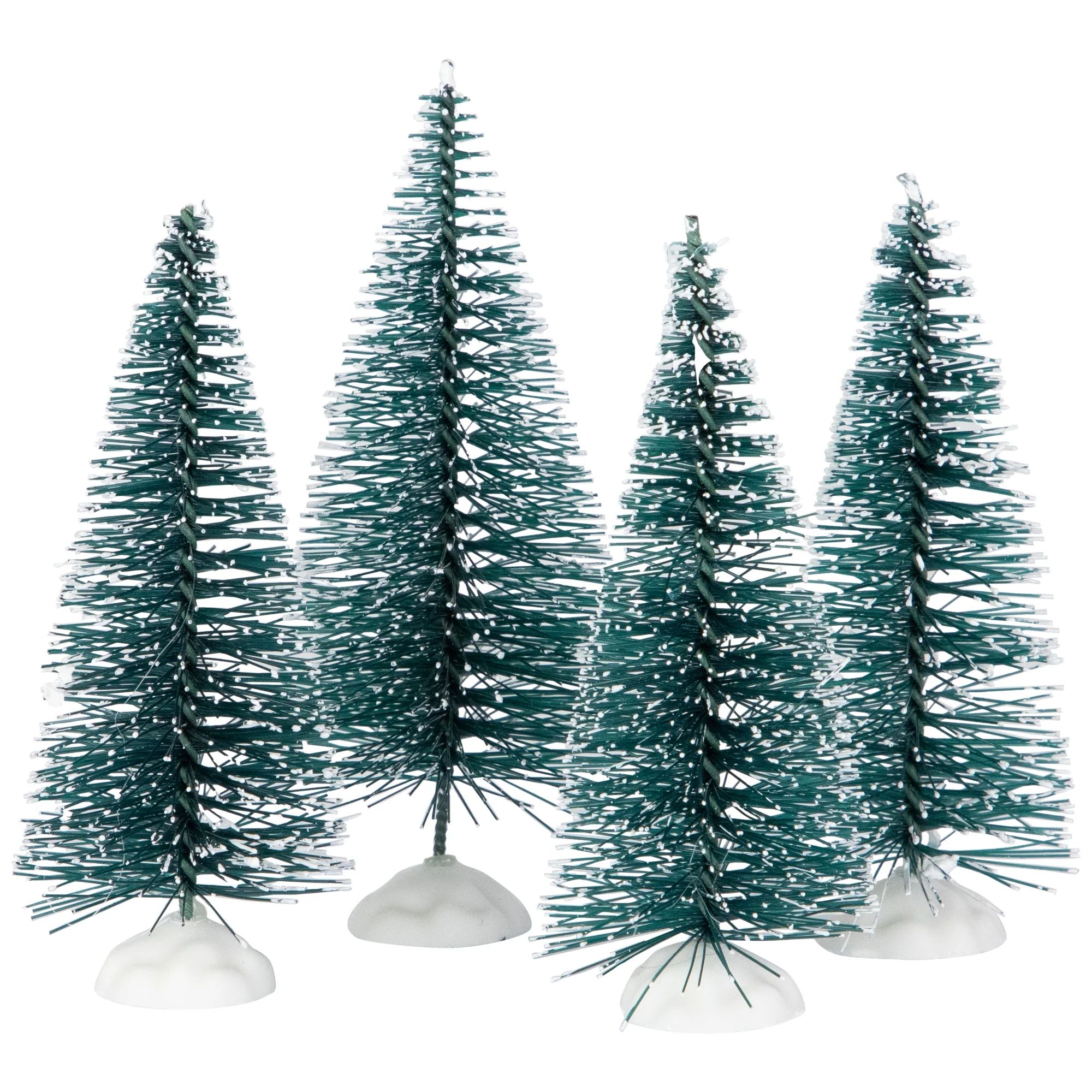 Northlight Set of 4 Frosted Mini Bottle Brush Pine Christmas Village Trees - 3" - Walmart.com | Walmart (US)