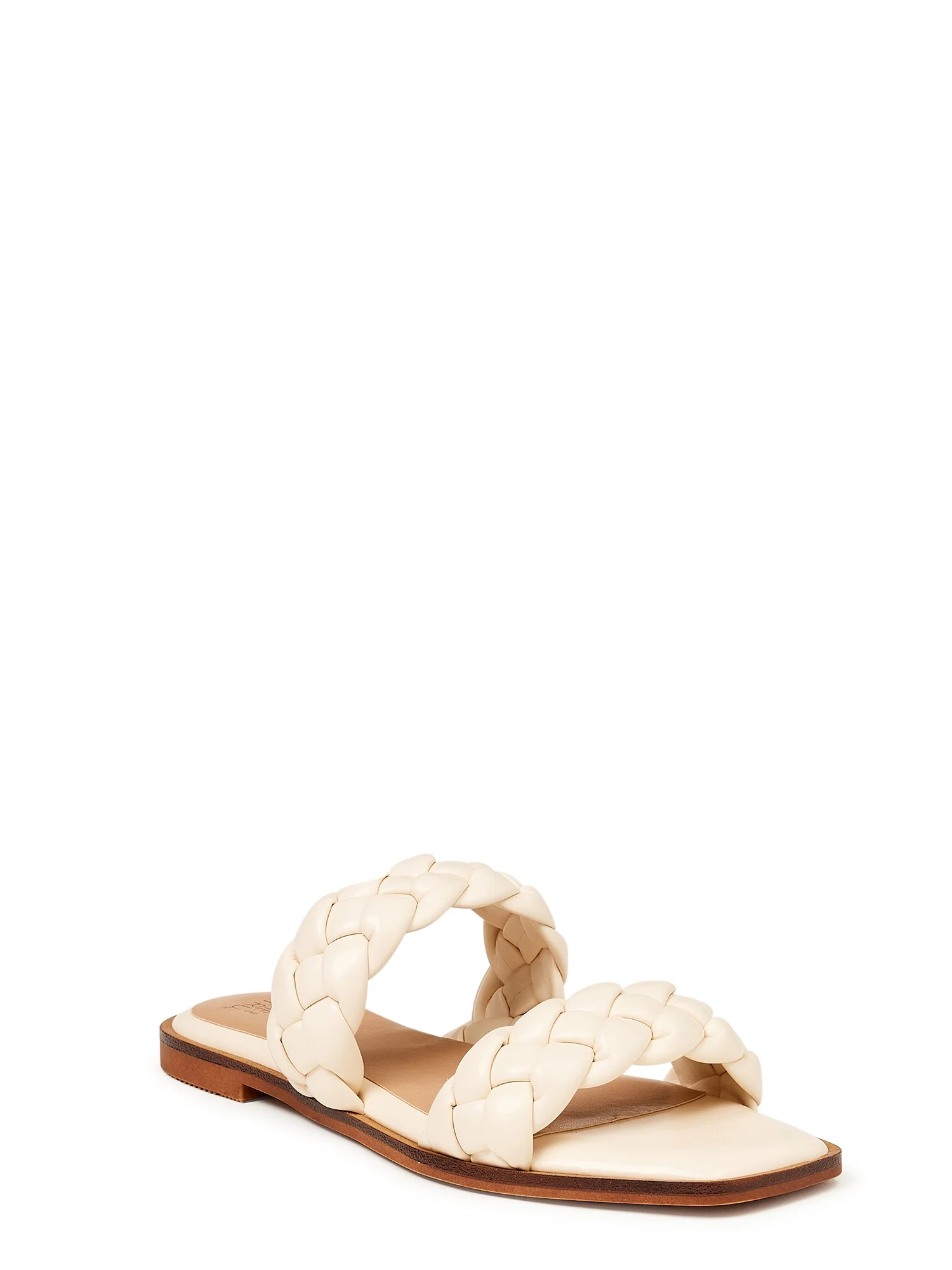 Time and Tru Women's Braided Two Band Sandals - Wide Widths Available - Walmart.com | Walmart (US)