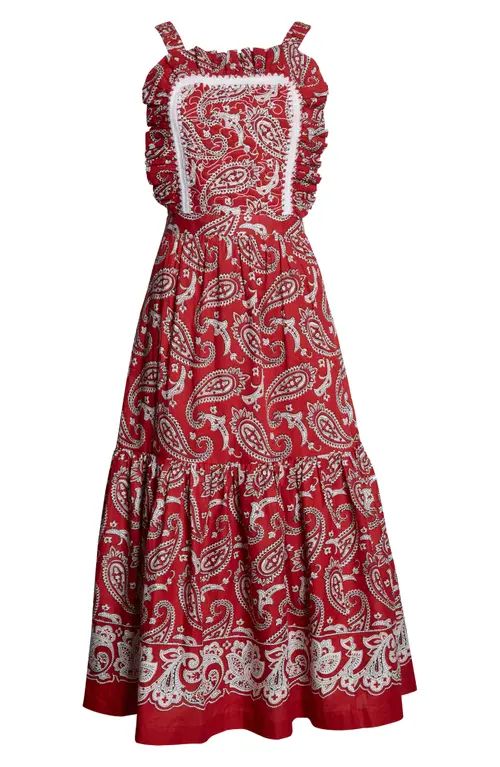 Sea Theodora Paisley Ruffle Dress in Red at Nordstrom, Size 12 | Nordstrom