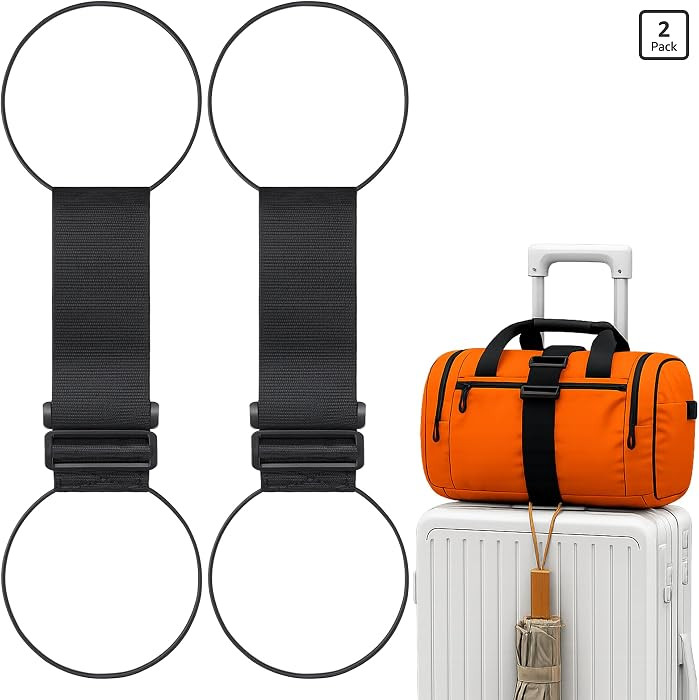 2 Pack Adjustable Luggage Straps for Suitcases, Connect Bag to Suitcase | Amazon (US)