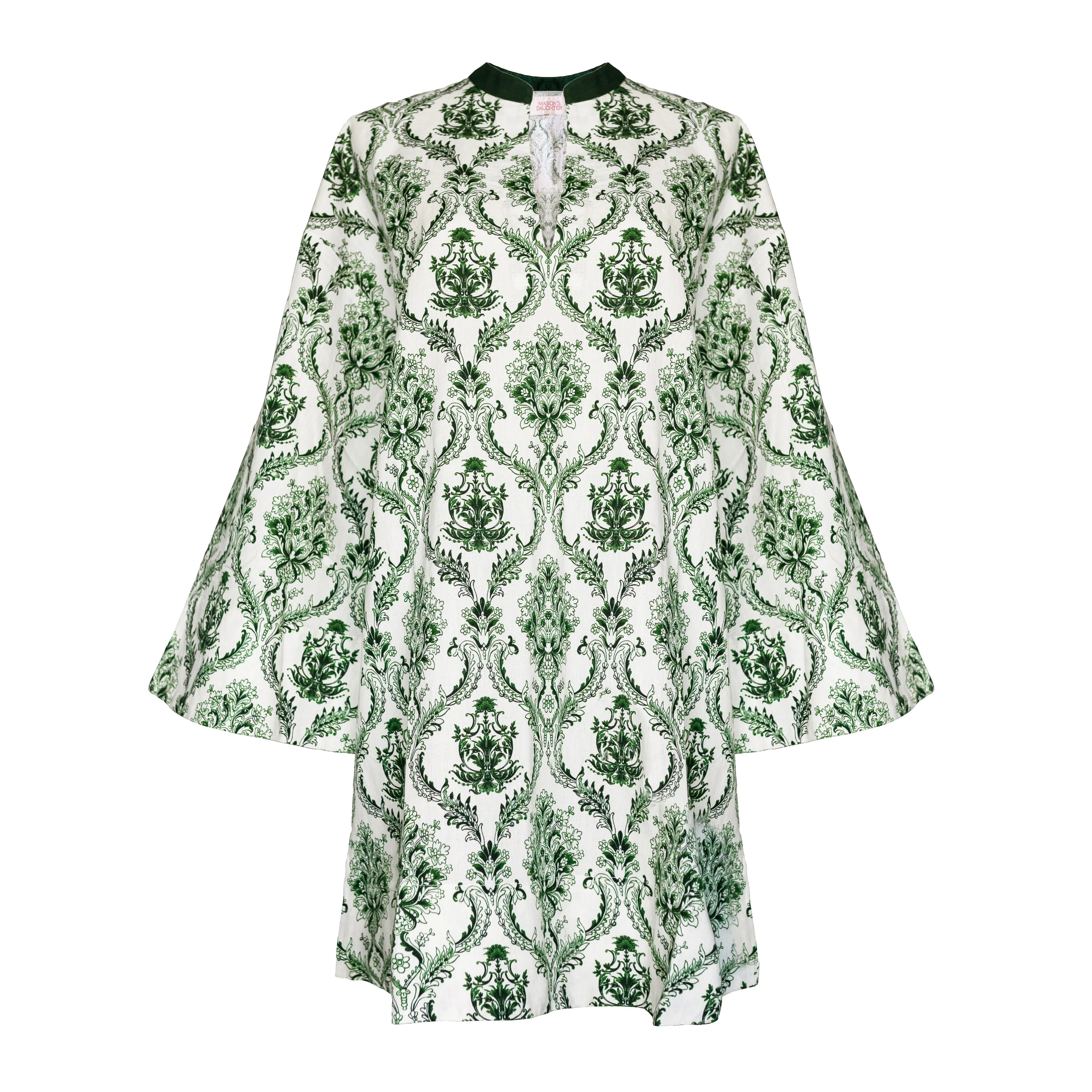 MASON'S DAUGHTER Tunic Dress, Green and Ivory Trellis Print | The Avenue