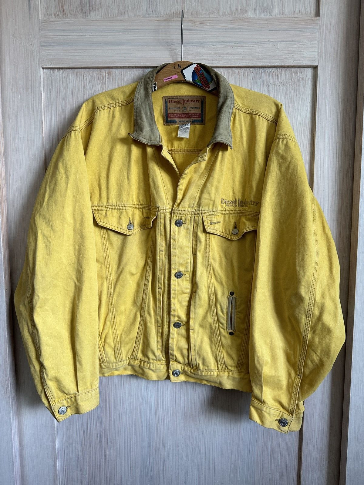 Diesel 90’s Vintage Diesel w/ Leather Collar Denim Trucker Jacket | Grailed | Grailed