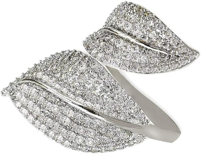 BBL CZ Adjustable Open Ring 18K Gold Plated Rings for Women Dainty Leaf ring Cubic Zirconia Perso... | Amazon (US)