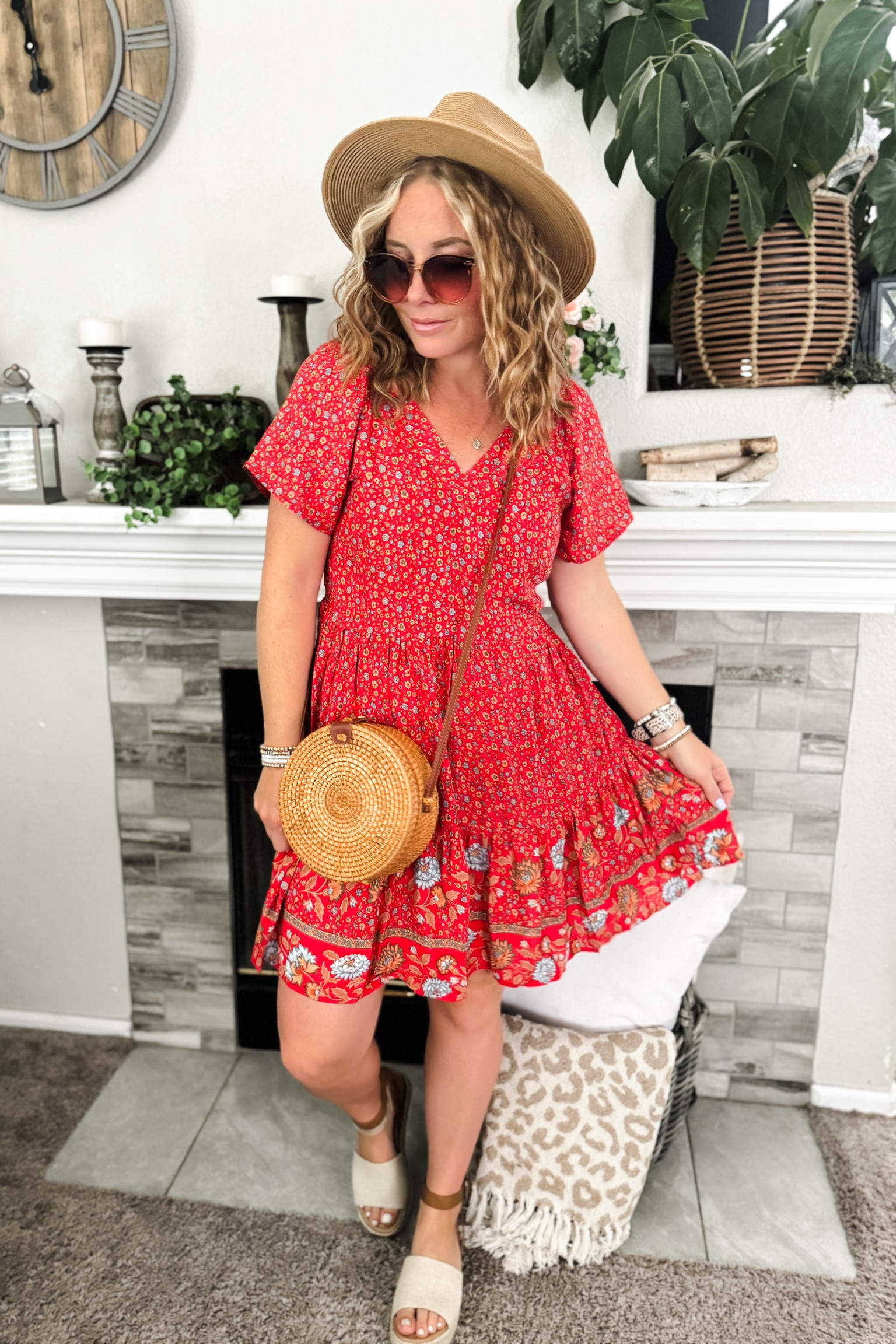 Boho summer dress from amazon with a red floral dress, sun hat, round rattan bag, and platform sandals.  Everything fits TTS. 


// Summer outfits 2024, summer dresses, sun dress, casual dress outfit, mom outfit ideas, summer outfit amazon, Amazon outfit ideas, casual outfit ideas, spring outfit inspo, casual fashion, amazon summer fashion, amazon casual outfit, cute casual outfit, outfit inspo, outfits amazon, outfit ideas, amazon shoes, Amazon bag, purse, size 4-6, casual summer outfits, casual outfit ideas everyday, summer fashion #ltkfindsunder100 #ltksalealert

#LTKShoeCrush #LTKSeasonal #LTKItBag