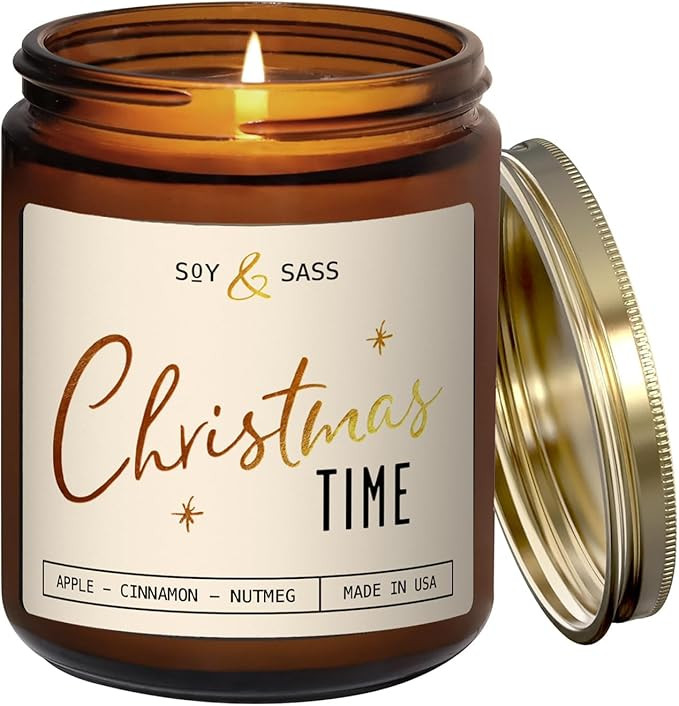 Christmas Candles Scented – ‘Christmas Time’ Soy Christmas Candle, w/Apple, Cinnamon, Clove... | Amazon (US)