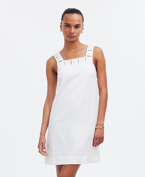 Embroidered Tank Mini Dress in Linen | Madewell