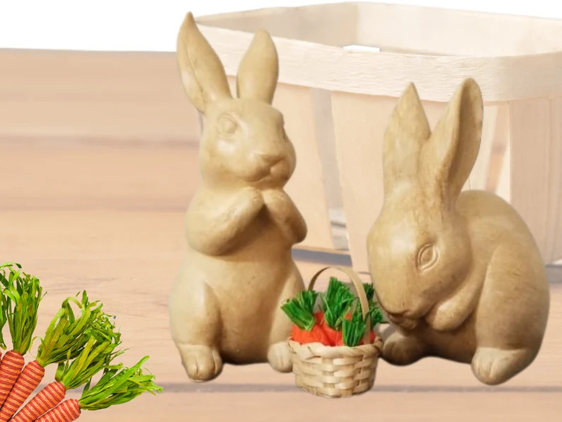 Easter Decor Rabbit With Carrot Basket Brown Rabbit Tiered | Etsy | Etsy (US)