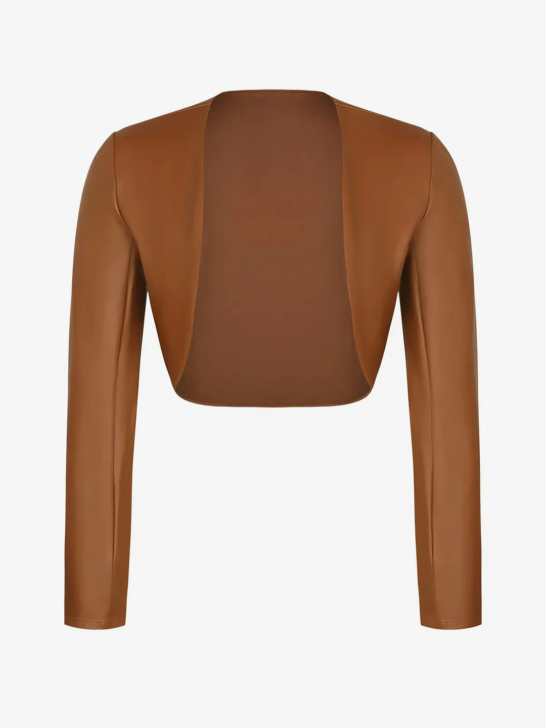 Long Sleeve Faux Leather Bolero Jacket | Popilush
