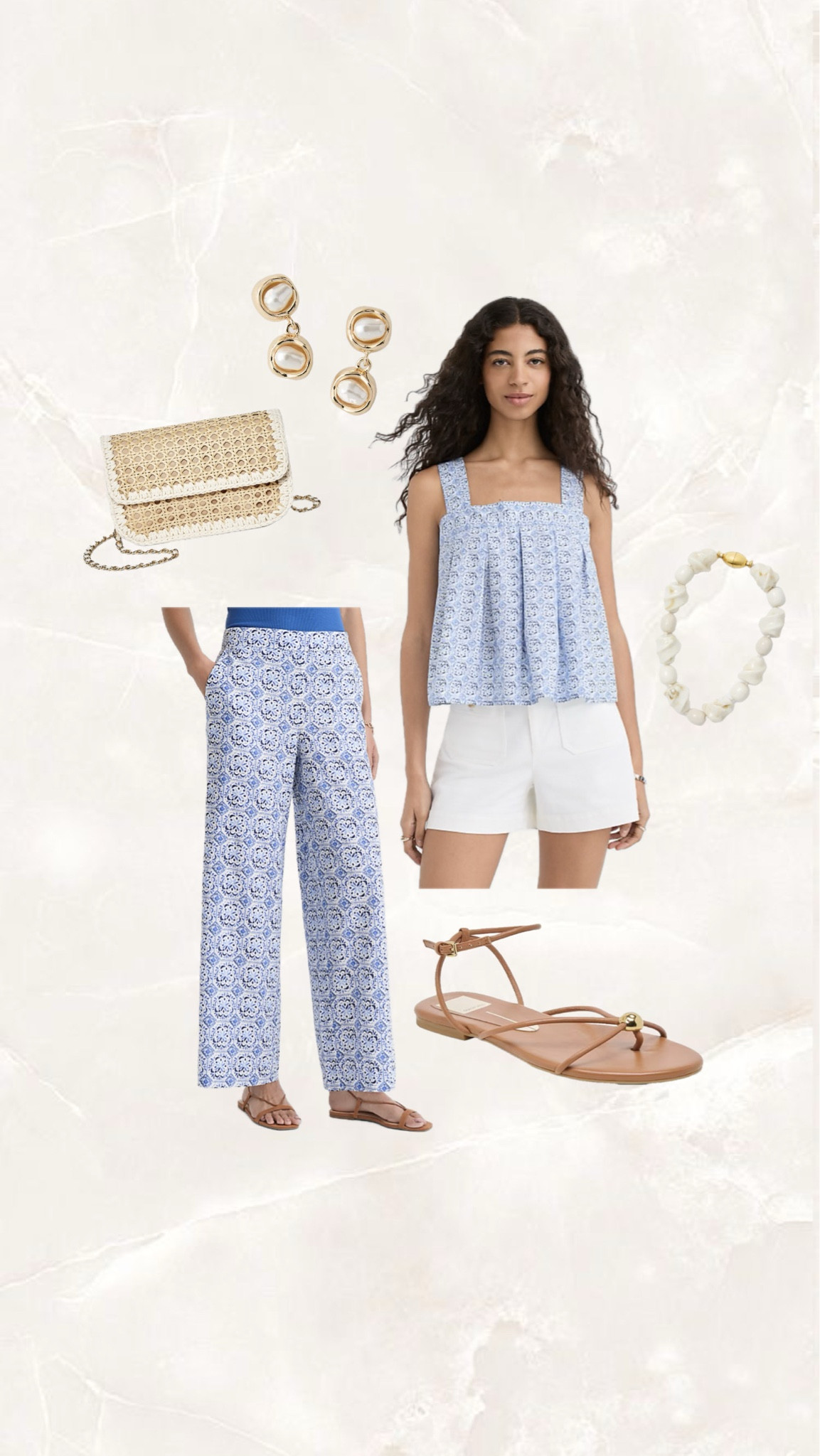 Imagine these together, what a pretty set. Love this print, seems very elevated. 

#loft #matchingset #summeroutfit  

 #LTKootd #LTKOver40 #LTKSaleAlert