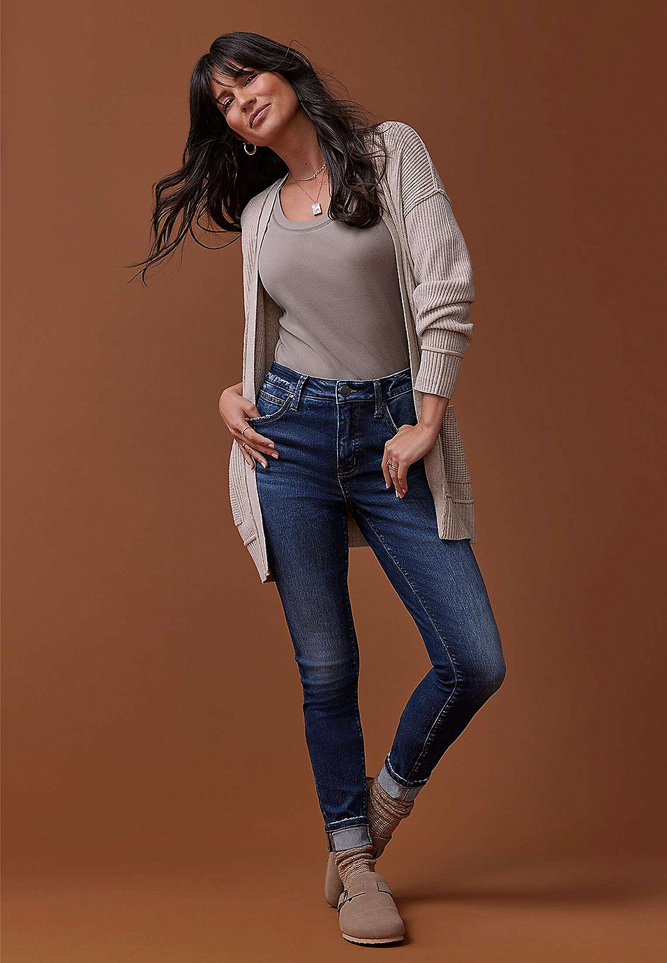 Everflex™ Dark High Rise No Gap Cuffed Super Skinny Jean | Maurices