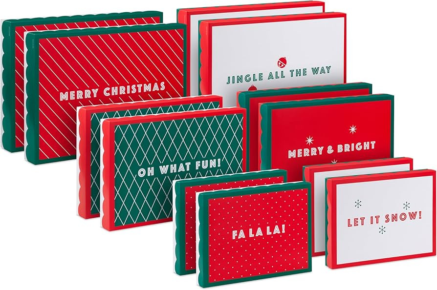 Hallmark Red and Green Christmas Gift Box Assortment (12 Boxes with Scalloped Lids: 4 Small, 4 Me... | Amazon (US)