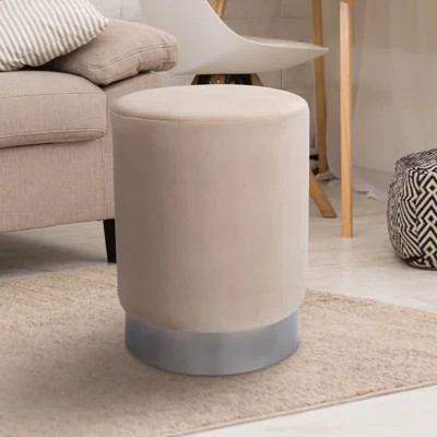 BirdRock Home Taupe Round Velvet Ottoman Foot Stool