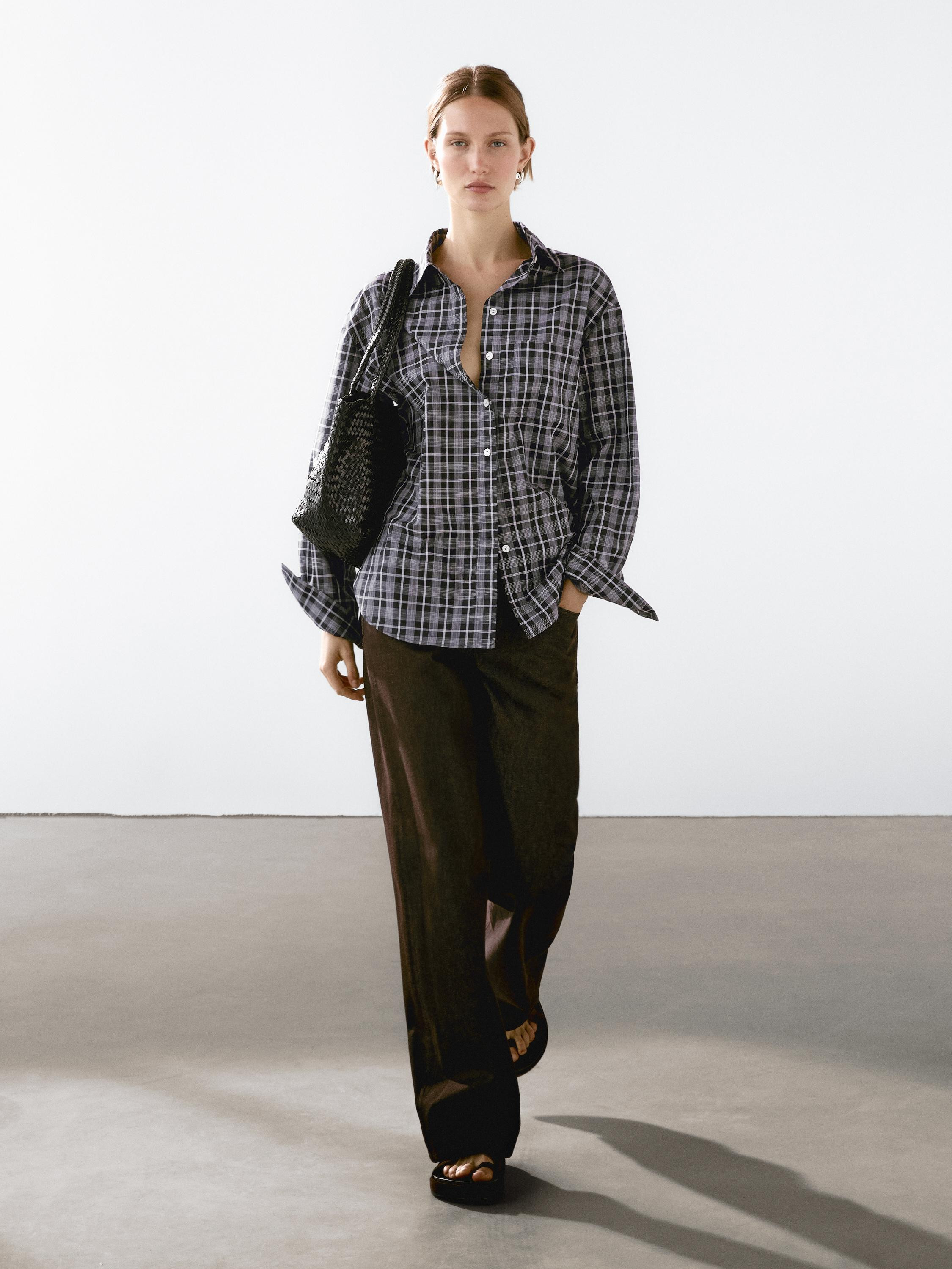 100% cotton check shirt | Massimo Dutti US