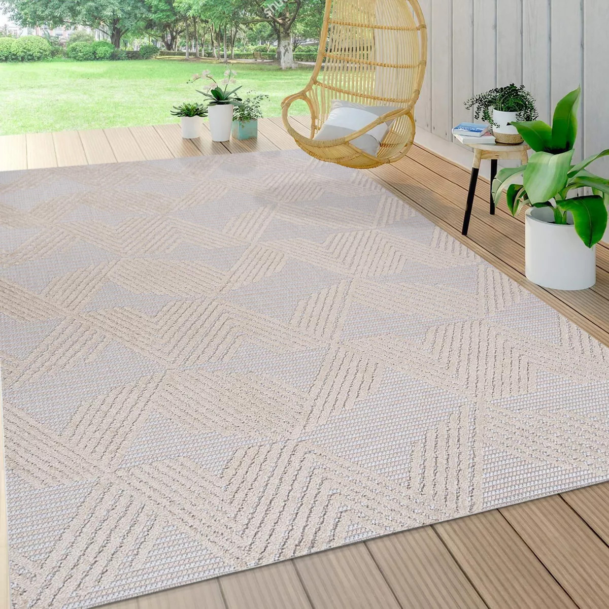 Jazz High-Low Pile Art Deco Geometric Indoor/Outdoor Area Rug  - JONATHAN Y | Target