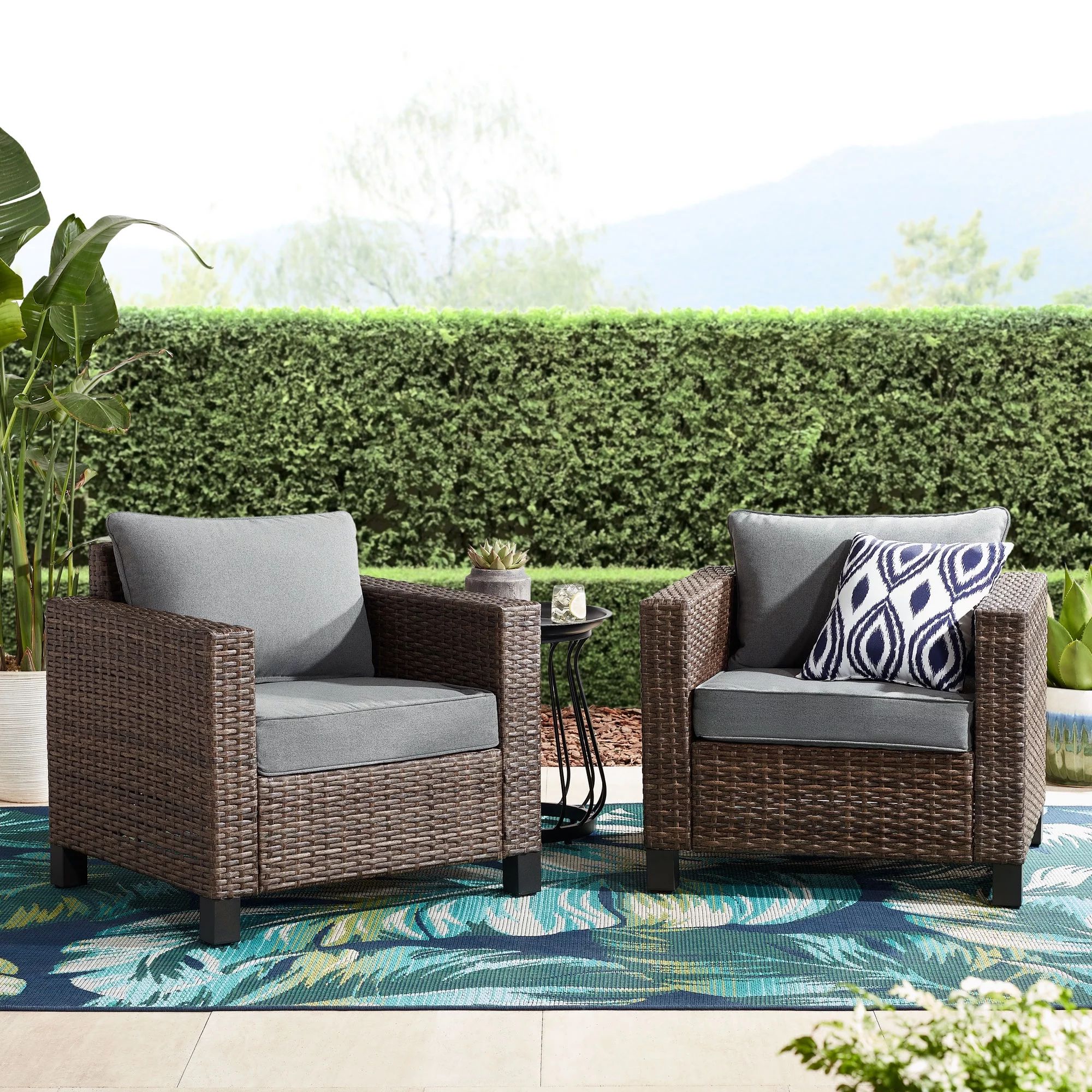 Better Homes & Gardens Brookbury Outdoor Club Chair 2 Pack - Gray - Walmart.com | Walmart (US)