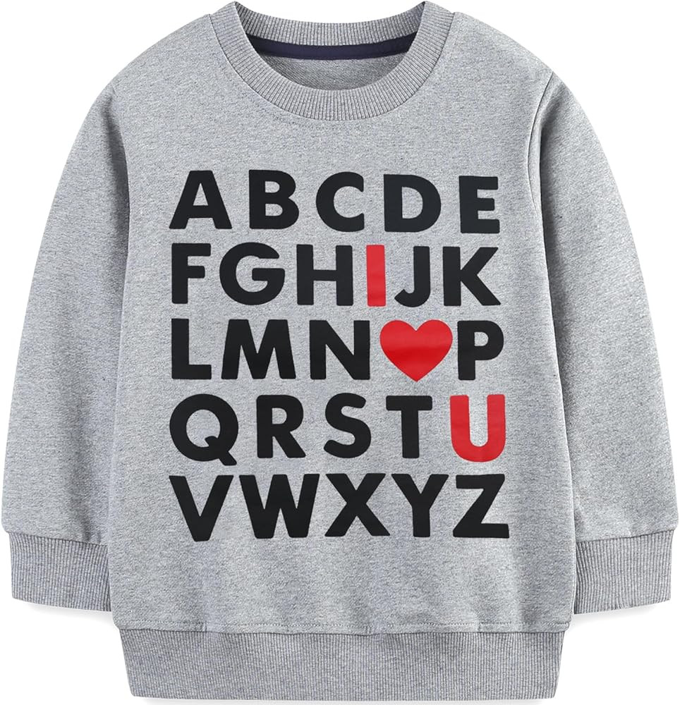 Toddler Boy Girl Sweatshirt ABC Alphabet I Love U Valentine Day Outfit Kids Heart Long Sleeve Shi... | Amazon (US)