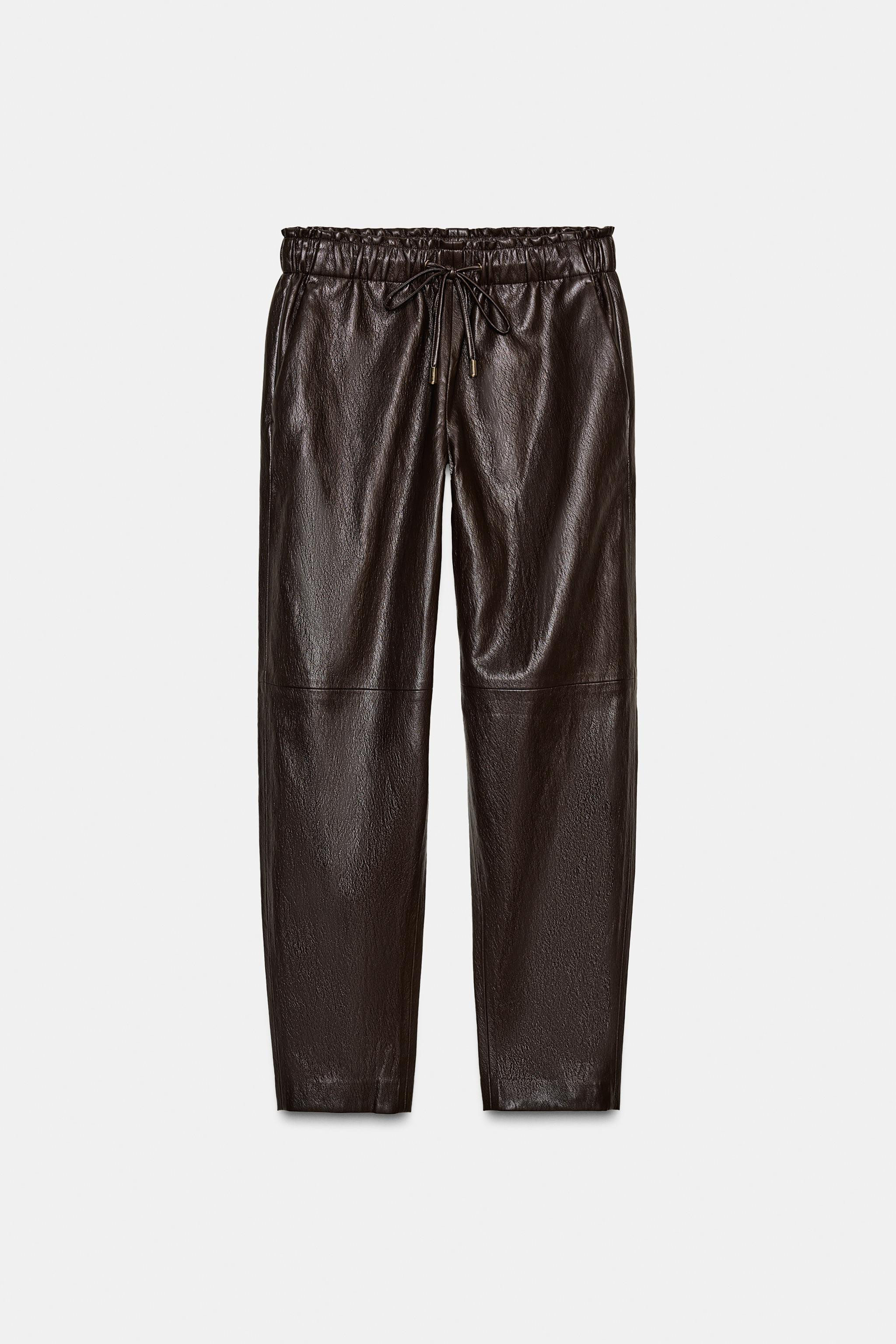 FAUX LEATHER ELASTIC WAIST PANTS | Zara US
