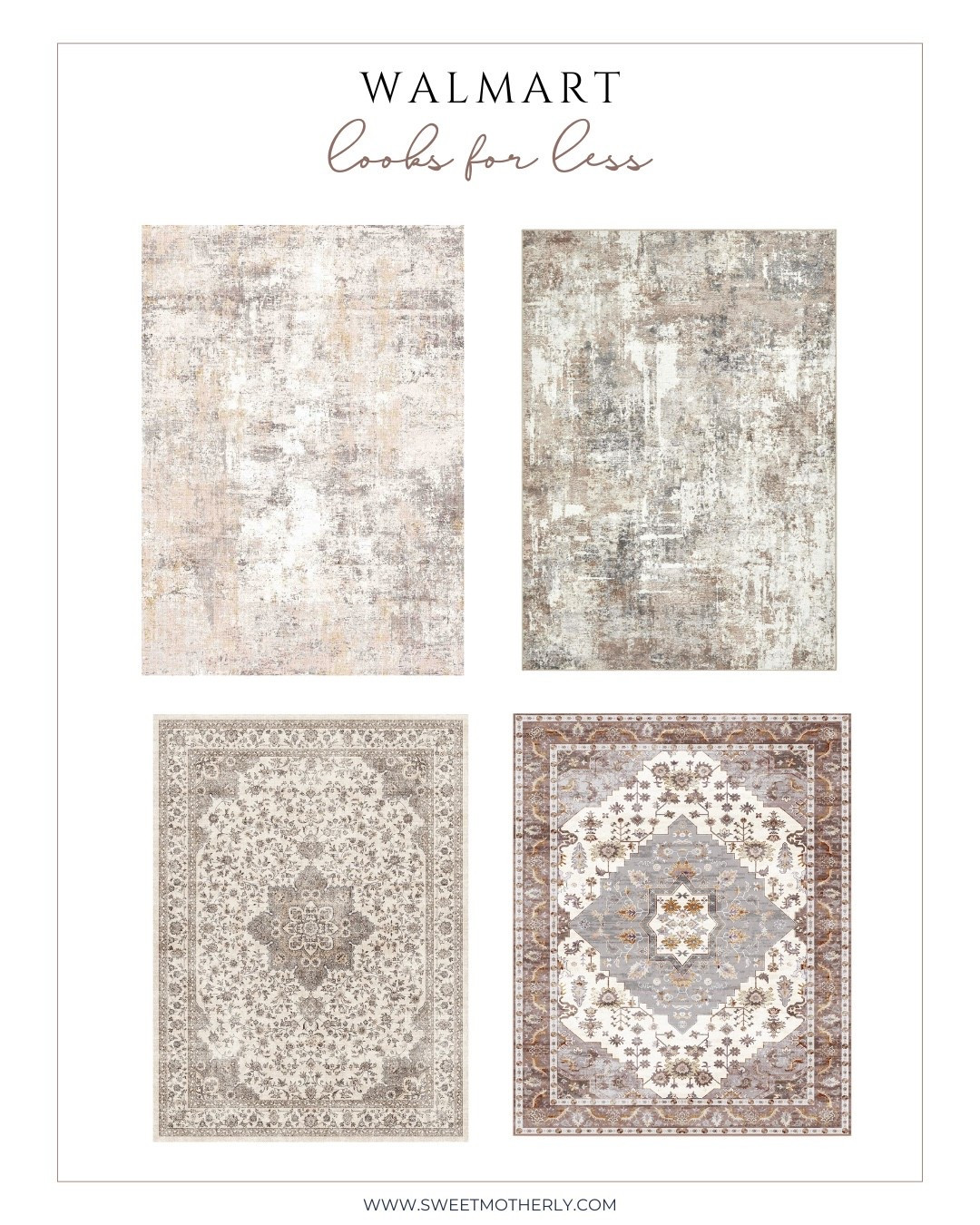 Walmart rugs that bring a designer look for less. Neutral distressed patterns, vintage-inspired motifs, and soft muted tones work in living rooms, bedrooms, or dining rooms. These affordable rugs give any space a cozy, elevated touch.

#LTKHome