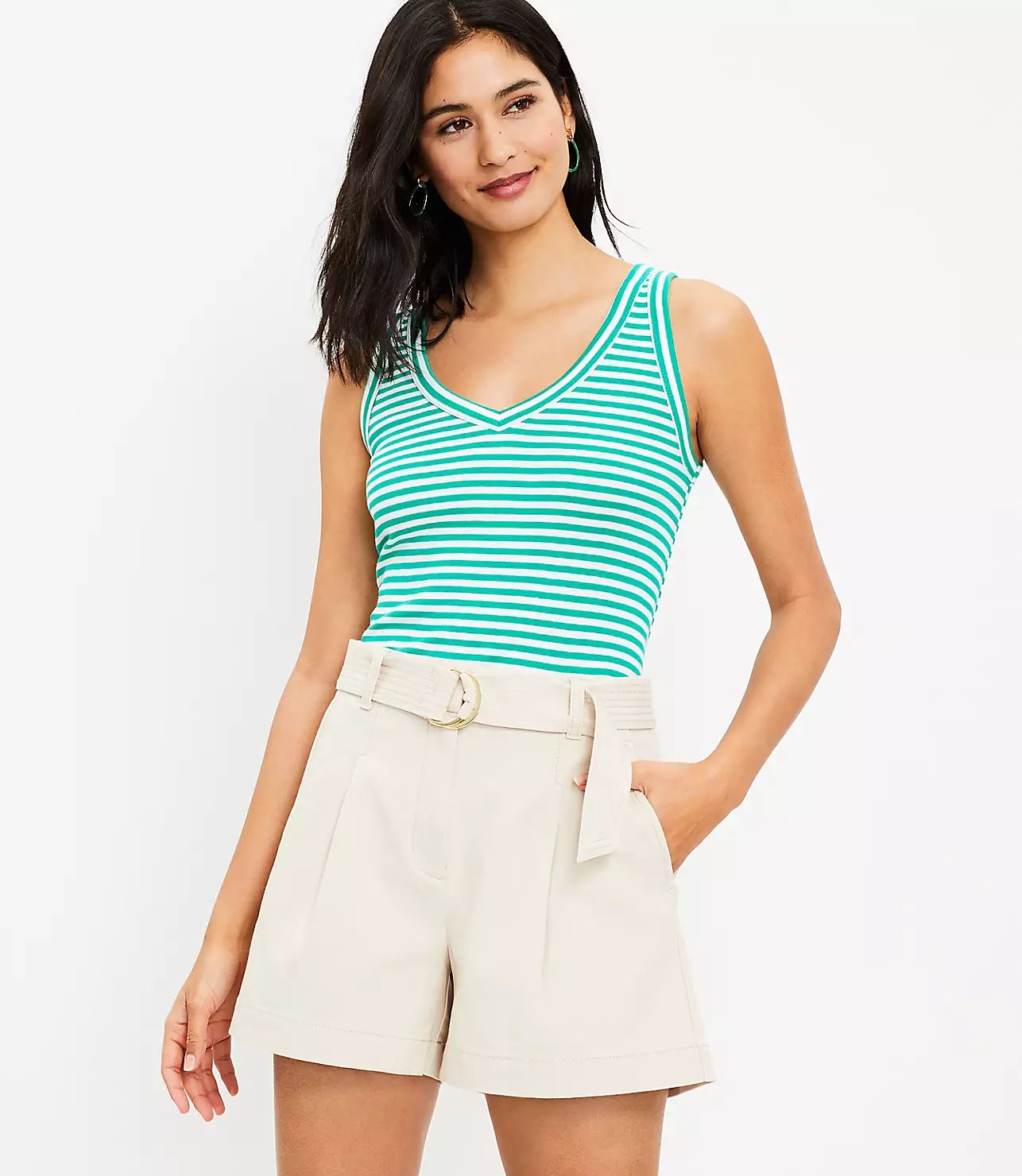 Belted Pleated Shorts | LOFT