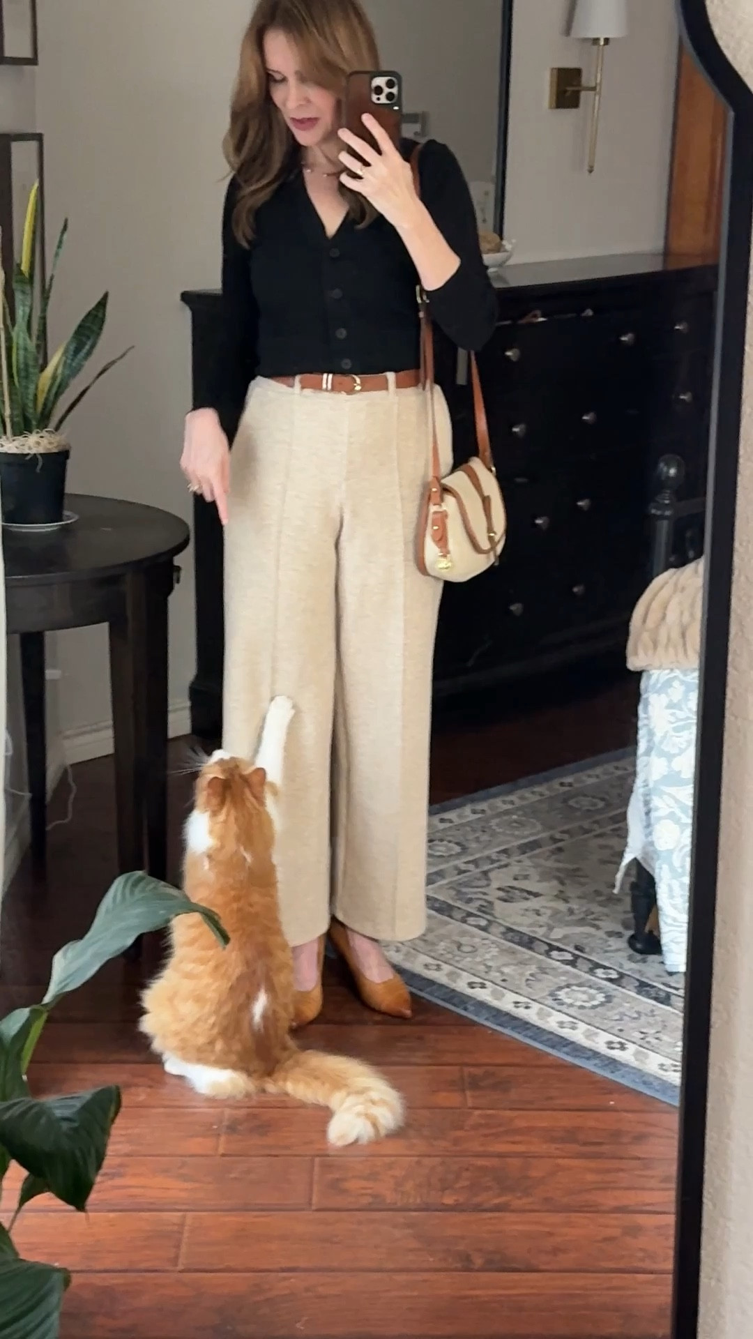 First day of work and my cat thinks I’m crazy for wearing these heels. I decided he’s correct and changed out of them into my favorite pair of flats that also match this belt. They are SO COMFORTABLE.  The Mona heels get two thumbs down for me because I can’t get these size right. So not tagging the shoes I’m actually wearing. 8.5 is NOT 8.5 then I sized up to 9.  Still a no. Maybe because of the painted toe… idk.  They are super cute but feet torture devices.  Anyway, I changed to Clark’s flats that also match my belt and purse.  I’m happy with the rest of my outfit and these pants are SO SOFT and COMFY.  Today’s style tip. Listen to your cat and avoid heels 



#LTKOver40 #LTKStyleTip #LTKWorkwear