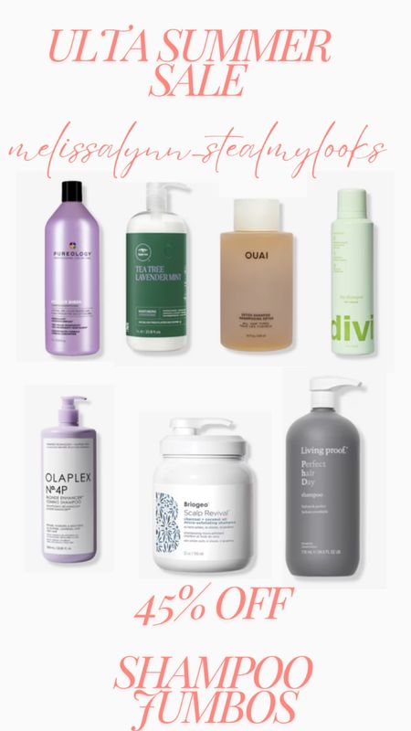 ULTA summer sale! 45% off shampoo jumbo sized bottles! 

Beauty
Shampoo 
Summer sale
Ulta sale 
Dry shampoo
Scalp shampoo
Thick hair 
Shiny hair 


#LTKBeauty #LTKSummerSales #LTKSaleAlert