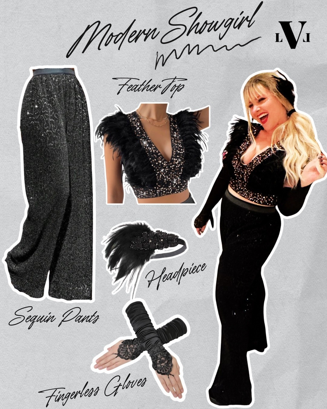 Easy and sexy Halloween costume! Flapper meets modern, Vegas showgirl vibes. Feather and sequin crop top with sequin wide leg pants, fingerless gloves and feather headpiece. 

#LTKHalloween #LTKSeasonal #LTKStyleTip