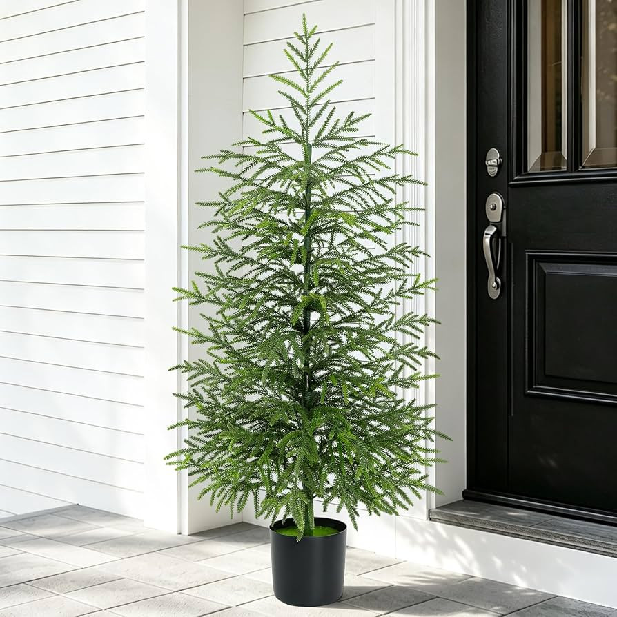 4 Ft Real Touch Christmas Tree with Lights, Realistic Norfolk Pine Tree | Amazon (US)