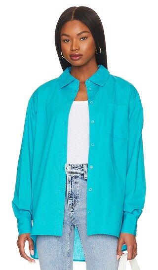 Myers Button Down Top in Turquoise Blue | Revolve Clothing (Global)