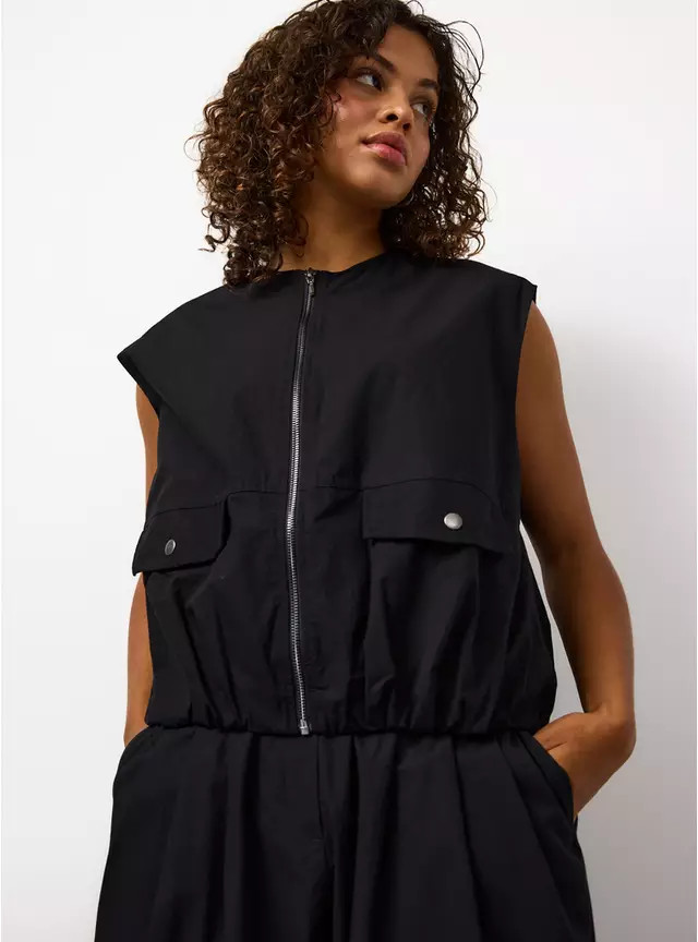 Black Poplin Utility Waistcoat 10 | Tu Clothing