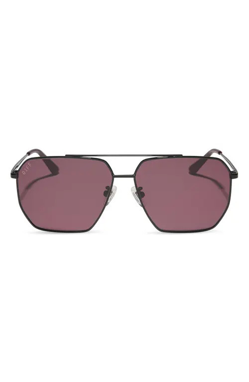 DIFF Berkely 59mm Gradient Navigator Sunglasses in Black /Dark Cherry at Nordstrom | Nordstrom
