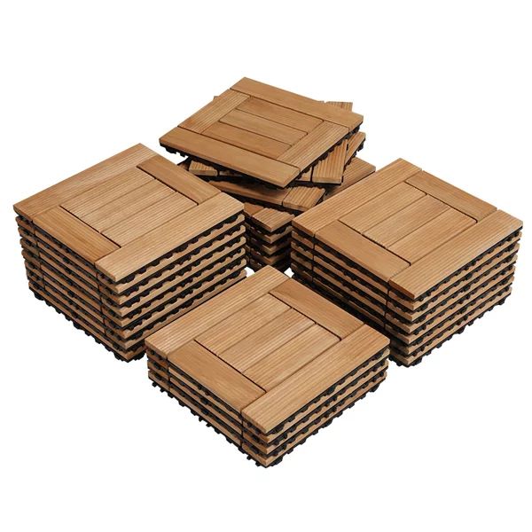 SmileMart 27pcs Indoor & Outdoor Wood Flooring Tiles for Patio Garden, 12" x 12", Natural Wood - ... | Walmart (US)