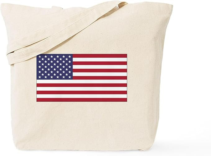 CafePress American Flag Tote Bag Natural Canvas Tote Bag, Reusable Shopping Bag | Amazon (US)